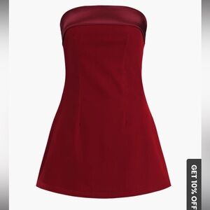 NWT Red Velvet and Satin Strapless Dress